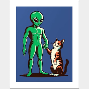 Alien and cat Posters and Art